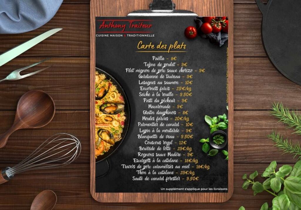 menu traiteur graphiste